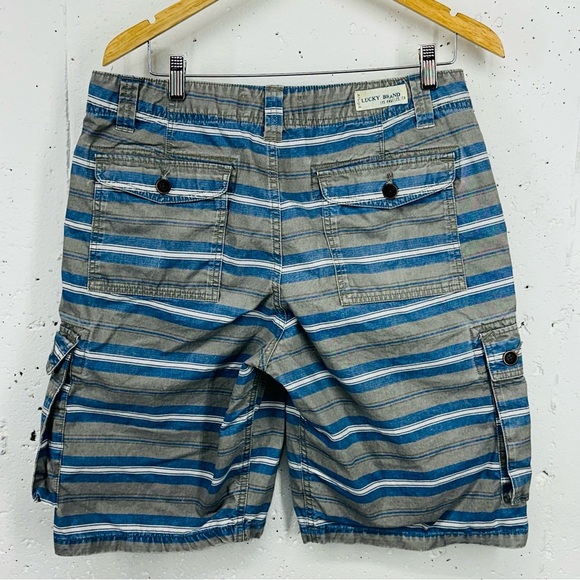 Lucky Brand Men's size 33 Gray Blue Stripe Cargo Shorts - Picture 4 of 11